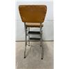 Image 4 : Vintage 1950s-60s Cosco Chrome Kitchen Step Stool Chair with Tan Vinyl Seat and Backrest