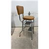 Image 5 : Vintage 1950s-60s Cosco Chrome Kitchen Step Stool Chair with Tan Vinyl Seat and Backrest
