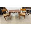 Image 1 : Vintage Mid-Century Wooden Child's Table 22 1/2" x 24 1/2" x 16 1/2" With Two Matching Chairs