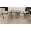 Image 3 : Five Mid-Century Modern Stacking Stools: Three Floral & Two Yellow Patterned