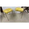 Image 5 : Five Mid-Century Modern Stacking Stools: Three Floral & Two Yellow Patterned
