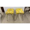 Image 6 : Five Mid-Century Modern Stacking Stools: Three Floral & Two Yellow Patterned
