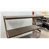 Image 5 : Mid-Century Modern Four-Tier Etagere with Faux Wood Metal Shelves and Brass-Tone Frame