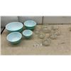 Image 1 : Vintage Pyrex Turquoise Nesting Mixing Bowls Set (3 Bowls Have Discoloration at Bottom)