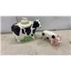Image 8 : Collection of Ceramic Cow Figurines, Cookie Jar, Creamers, Pig Figurine and More