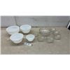 Image 1 : 4 Milk Glass Mixing Bowls, 3 Federal, 1 Fire-King Milk & Anchor Hocking Gold Trim Glass Bowls