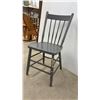 Image 4 : Vintage Grey-Painted Wooden Farmhouse Slat-Back Side Chair