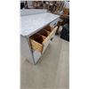 Image 4 : Mid-Century Modern White Cracked Ice Laminate Kitchen Cabinet With Chrome Trim, Circa 1940s-1950s