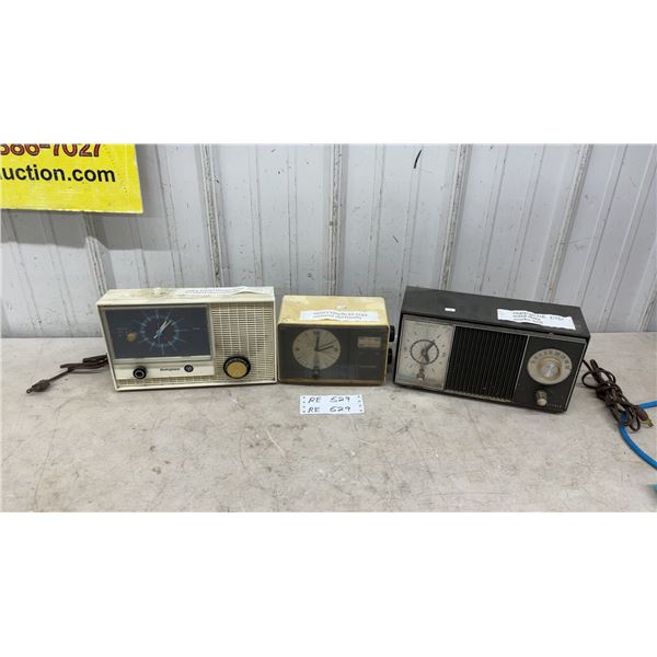 1964 Westinghouse 905L5 Radio Alarm Clock, 1970s Lloyds JJ-7143 and 1949/50 GE C751 Radios