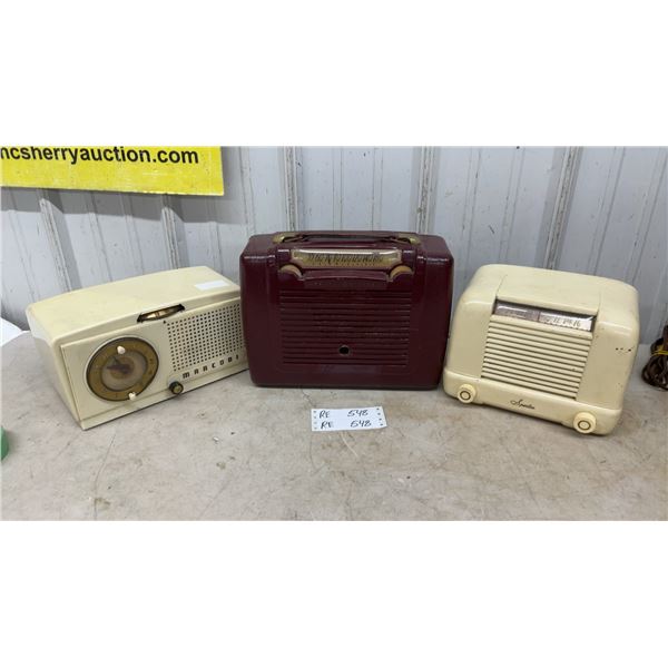 Three Vintage Radios: Marconi Clock Radio Model 322, Red Bakelite General Electric and More