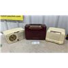 Image 1 : Three Vintage Radios: Marconi Clock Radio Model 322, Red Bakelite General Electric and More