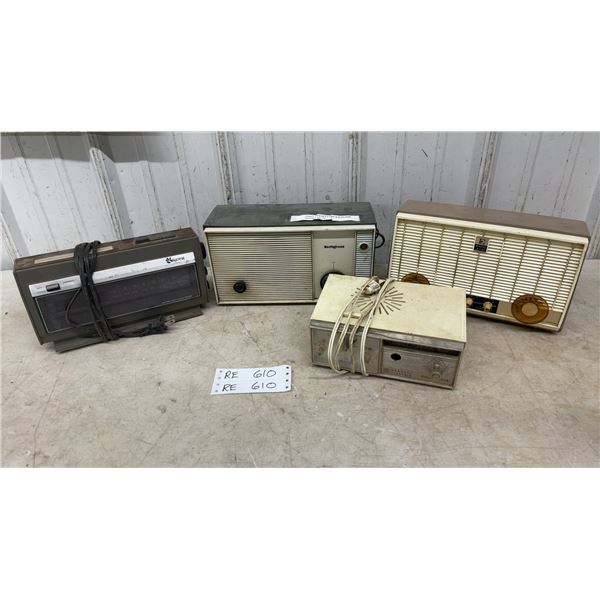 4 Vintage Radios; Baycrest Clock Radio, 1957 Westinghouse and More
