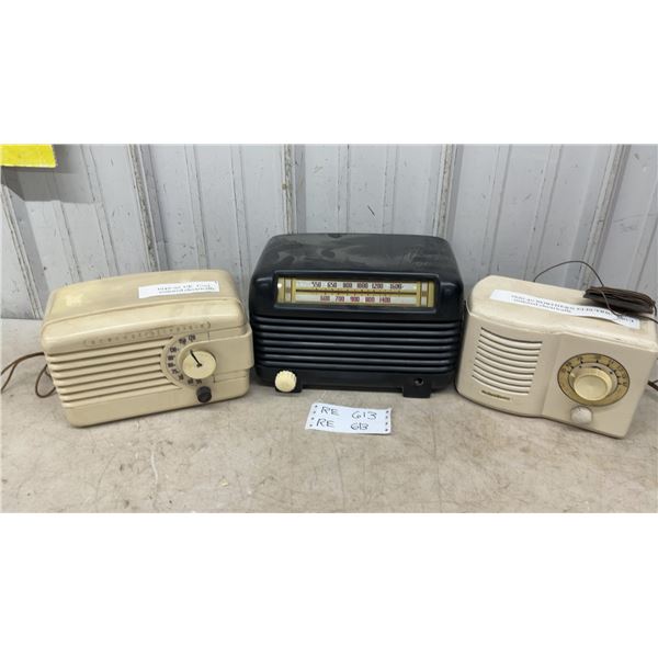 Three Vintage Radios: 1949-50 GE C751, Black Radio w/ 550-1600 kHz Dial, & Northern Electric