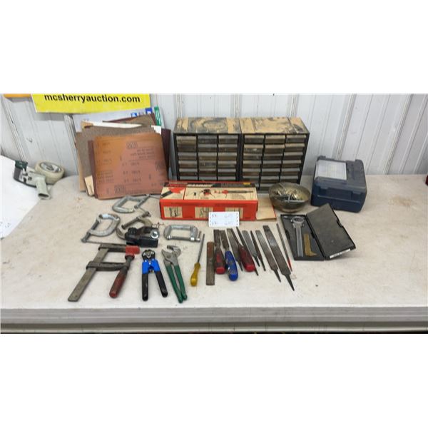 Remington Power Hammer, Dial Caliper, Assorted Files, Chisels, Clamps, Wrenches, & More