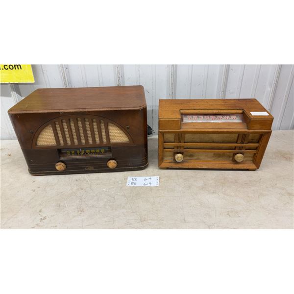 Two Vintage Radios: Viking AM Radio & Unbranded Wood Case AM Radio