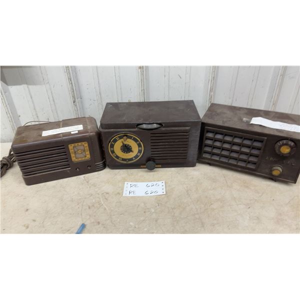 Three Vintage Radios: RCA Victor Co. Ltd. Radio, General Electric Clock Radio, & Unidentified Radio