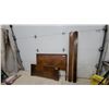 Image 1 : Vintage Art Deco Wooden Bed Frame with Chevron Veneer Headboard, Footboard, and Side Rails