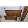 Image 3 : Vintage Art Deco Wooden Bed Frame with Chevron Veneer Headboard, Footboard, and Side Rails