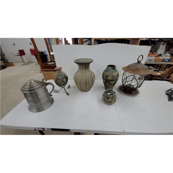 Pewter Tankard, Ceramic Vases, Decorative Lantern, and More