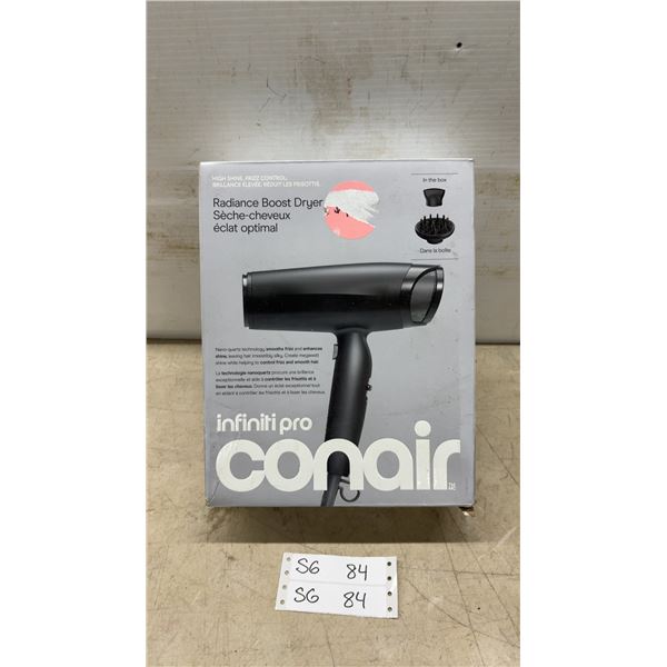 Conair InfinitiPRO Radiance Boost Hair Dryer with Nano-Quartz Technology, Concentrator and Diffuser