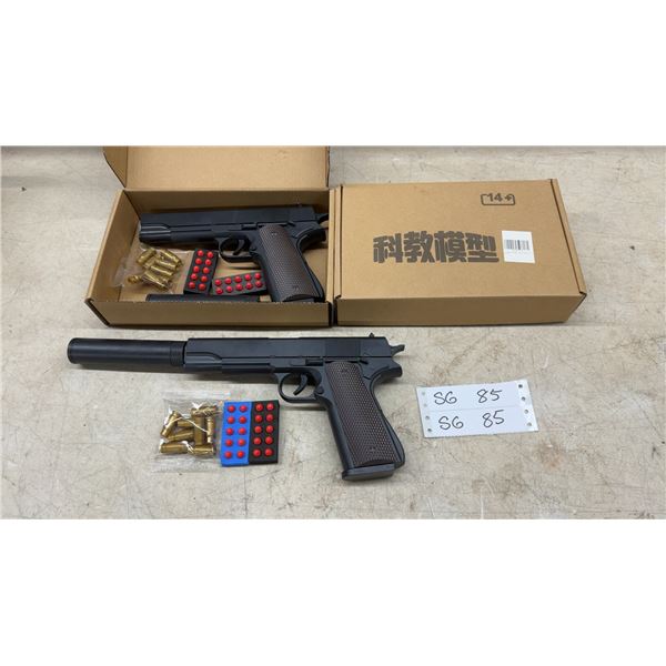 2 Colt M1911 Style Foam Ejection Toy Blaster with Suppressor, Ages 14