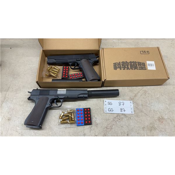 Kejiao Moxing M1911-Style Shell-Ejecting Soft Bullet Toy Pistols with Suppressor, Set of 2