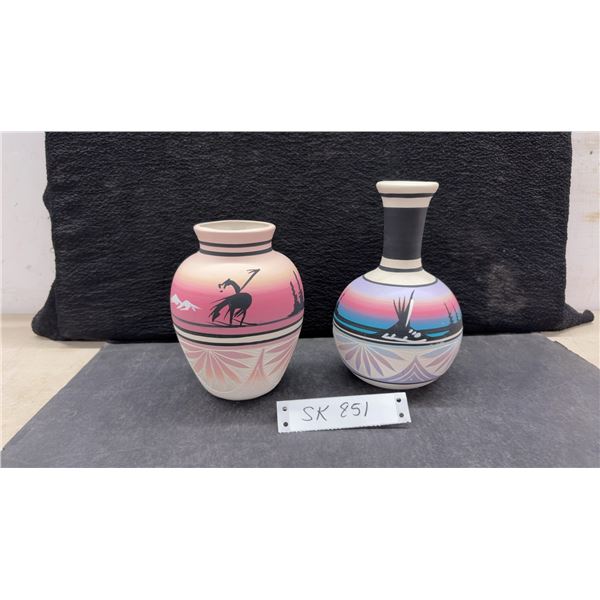 Two Signed Navajo Pottery Vases, Tallest. 8"