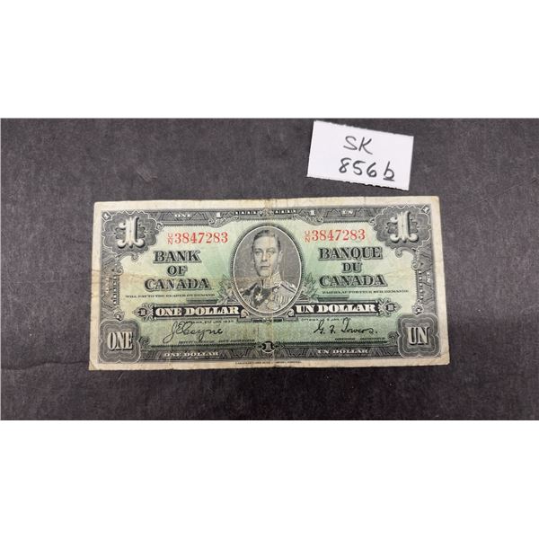 Bank of Canada 1937 One Dollar Banknote, King George VI Portrait