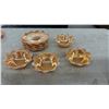 Image 2 : 28 Pieces FireKing Peach Lusterware, Teacups, Saucers, Sugar Bowl, Creamer, Bowls & More