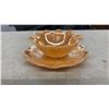 Image 4 : 28 Pieces FireKing Peach Lusterware, Teacups, Saucers, Sugar Bowl, Creamer, Bowls & More