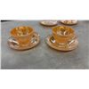 Image 9 : 28 Pieces FireKing Peach Lusterware, Teacups, Saucers, Sugar Bowl, Creamer, Bowls & More