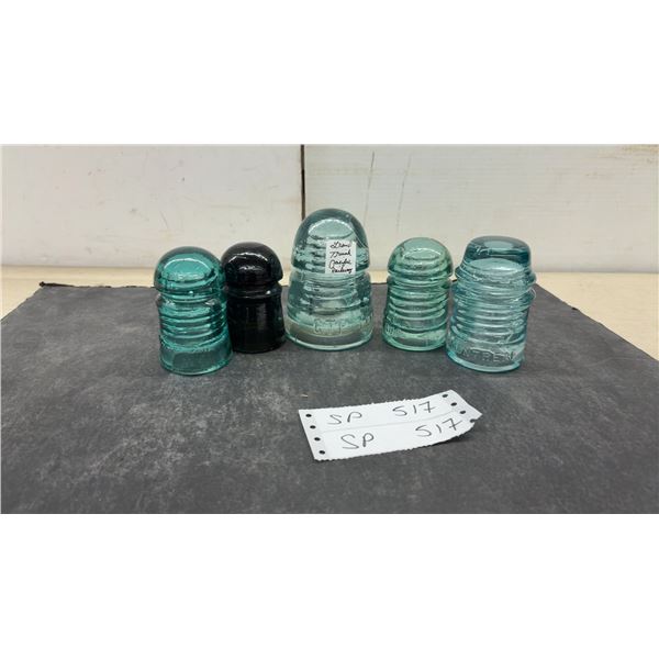 Vintage Glass Insulators: 3 BTC Montreal, Grand Trunk Pacific Railway, and One Green