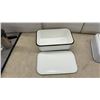 Image 3 : Set of Four Vintage White Enamel Kitchen Storage Containers with Lids, Largest 5" x 14" x 9"