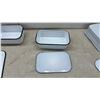 Image 5 : Set of Four Vintage White Enamel Kitchen Storage Containers with Lids, Largest 5" x 14" x 9"
