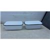 Image 7 : Set of Four Vintage White Enamel Kitchen Storage Containers with Lids, Largest 5" x 14" x 9"