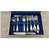 Image 3 : Assorted Silverplated Flatware : Wirths M 90-30 Silver-Plated in Chest with Blue Velvet Interior