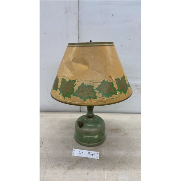 Vintage Coleman 168K Gas Table Lamp With Original Glass Globe & Leaf Shade, Circa 1930s ( Shade