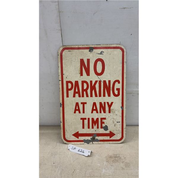 No Parking At Any Time" Metal Sign with Arrows, 18" x 12"