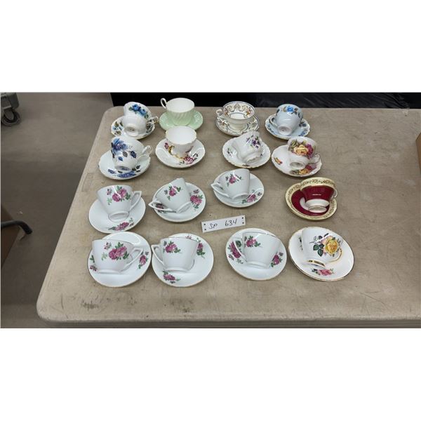 Collection of 20+ Porcelain & Bone China Tea Cups & Saucers