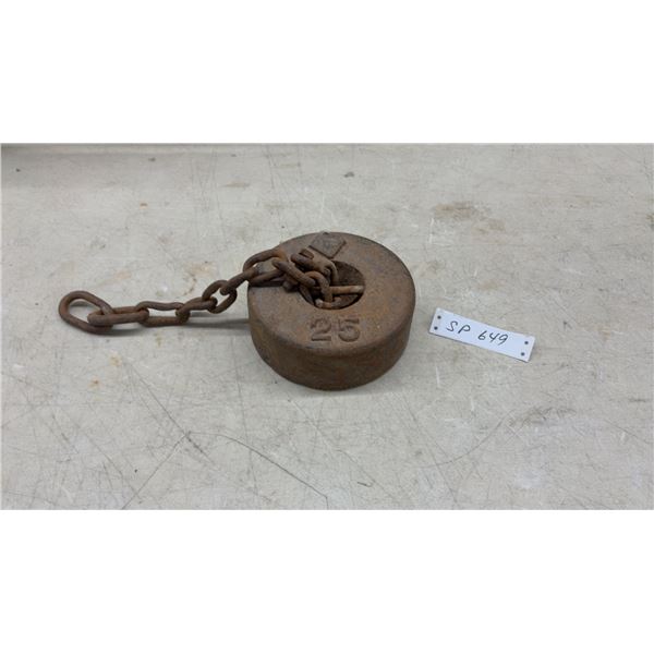 25 Pound Cast Iron Horse Tether Weight with Chain