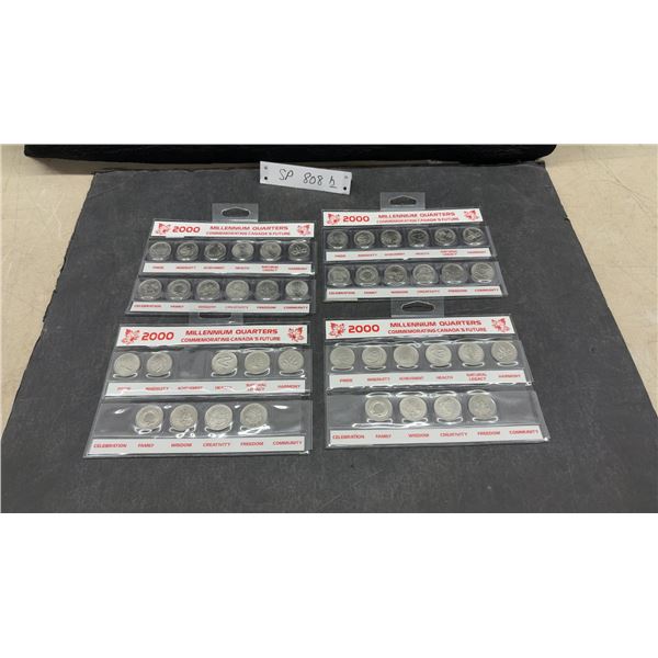 2000 Royal Canadian Mint Millennium Quarters Commemorating Canada's Future, 4 Sets Not All Complete