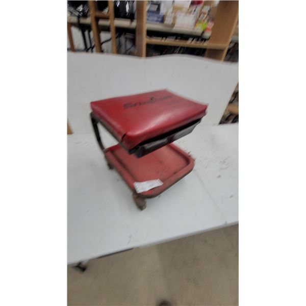 Snap-on Rolling Mechanic's Creeper Seat with Padded Top and Lower Storage Tray and Power Belt