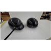 Image 1 : Pair of HJC Glossy Black Open-Face Motorcycle Helmets with Visor Snaps Lg.