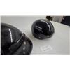 Image 3 : Pair of HJC Glossy Black Open-Face Motorcycle Helmets with Visor Snaps Lg.