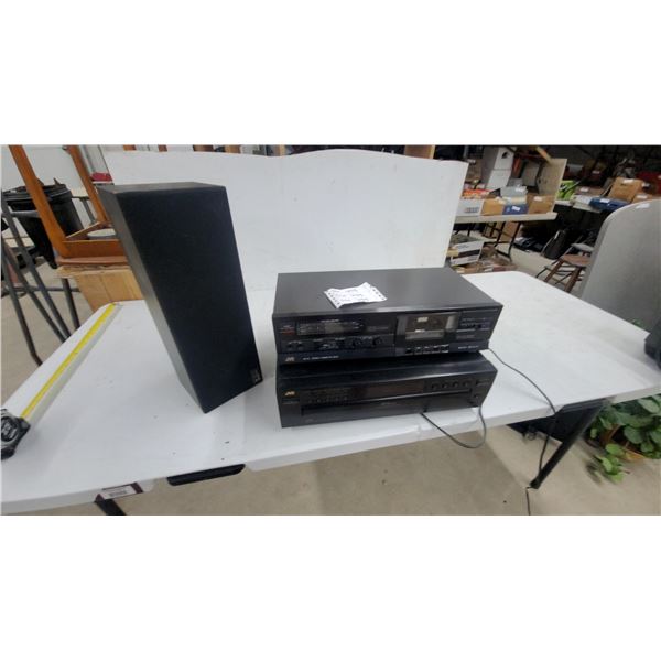 JVC XL-F150 5-Disc CD Automatic Changer, TD-W310 Stereo Dual Cassette Deck and Speaker