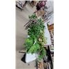 Image 1 : Assorted Artificial Plants Including Faux Ferns, Fittonia, and Variegated Pothos-Style Foliage