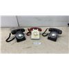 Image 1 : Three Rotary Dial Telephones: Two Black Western Electric 500-Series & One White/Red