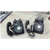 Image 3 : Three Rotary Dial Telephones: Two Black Western Electric 500-Series & One White/Red
