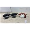 Image 6 : Three Rotary Dial Telephones: Two Black Western Electric 500-Series & One White/Red