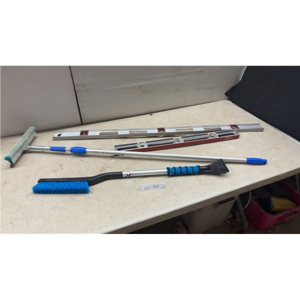 Mastercraft Pro 28" Level, 48" Level, Window Squeegee, & Brush/Scraper